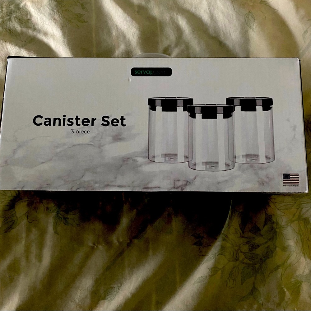 Clear and Black Canister Set - 3 Piece
